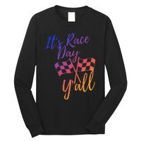 Its Race Day Yall Checkered Flag American Flag Race Long Sleeve Shirt