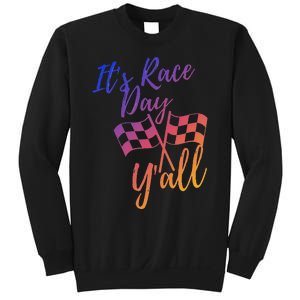 Its Race Day Yall Checkered Flag American Flag Race Sweatshirt