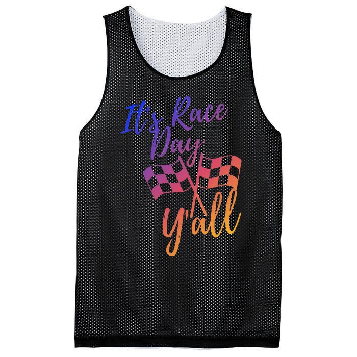 Its Race Day Yall Checkered Flag American Flag Race Mesh Reversible Basketball Jersey Tank