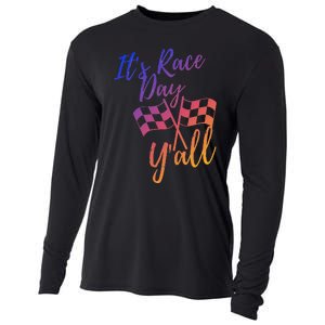 Its Race Day Yall Checkered Flag American Flag Race Cooling Performance Long Sleeve Crew