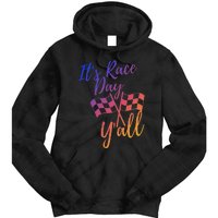 Its Race Day Yall Checkered Flag American Flag Race Tie Dye Hoodie