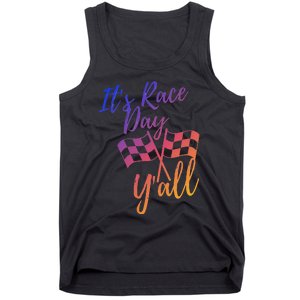 Its Race Day Yall Checkered Flag American Flag Race Tank Top