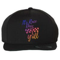 Its Race Day Yall Checkered Flag American Flag Race Wool Snapback Cap