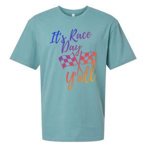 Its Race Day Yall Checkered Flag American Flag Race Sueded Cloud Jersey T-Shirt