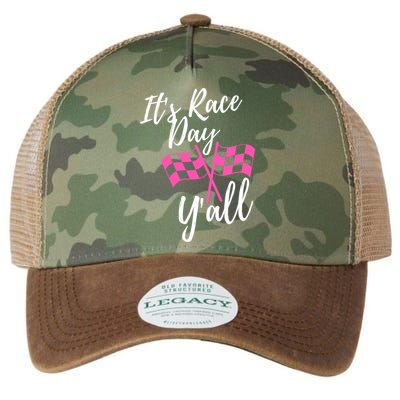 It's Race Day Y’all Checkered Flag Pit Crew Racing Track Gift Legacy Tie Dye Trucker Hat