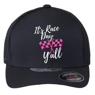 It's Race Day Y’all Checkered Flag Pit Crew Racing Track Gift Flexfit Unipanel Trucker Cap