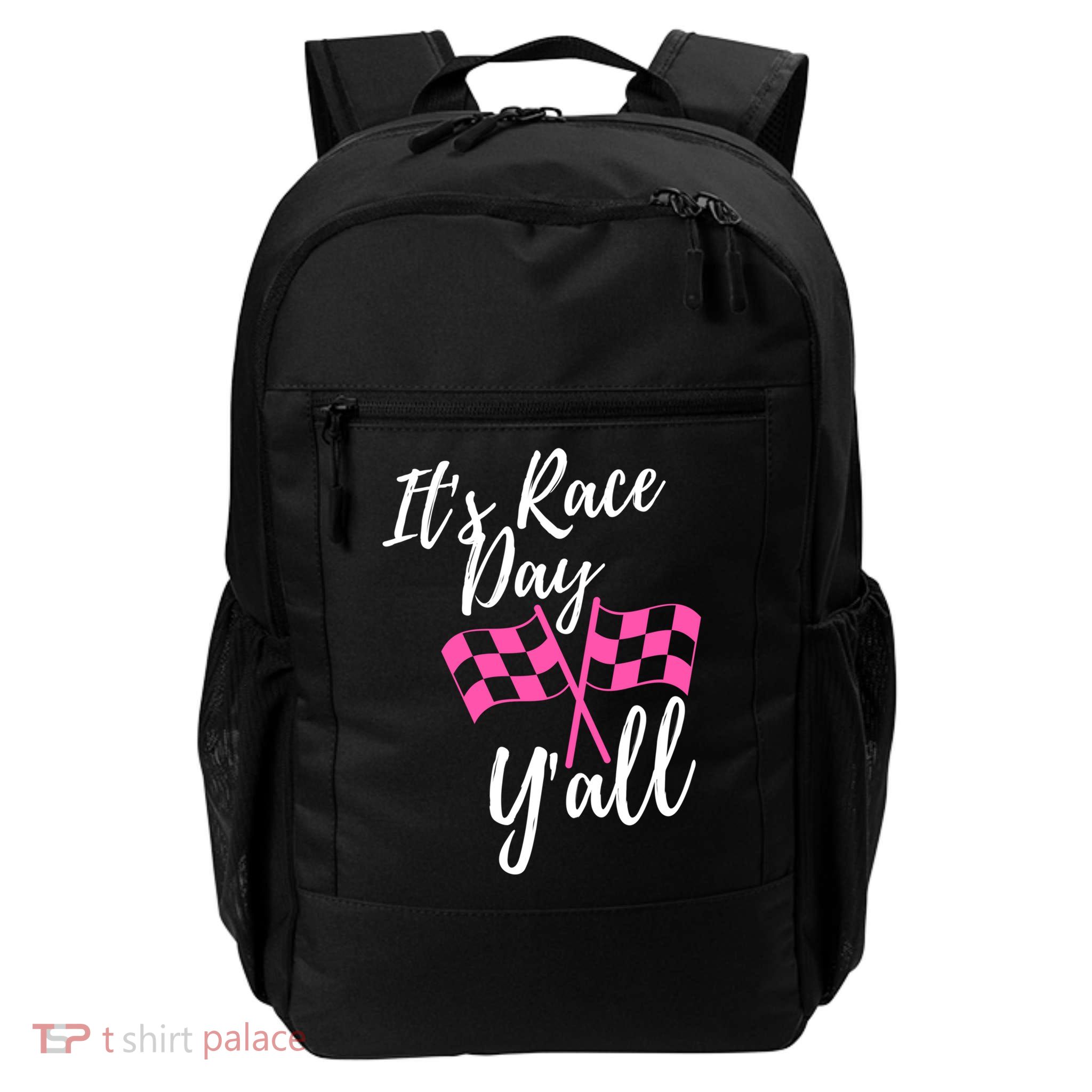 It's Race Day Y’all Checkered Flag Pit Crew Racing Track Gift Backpack