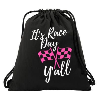 It's Race Day Y’all Checkered Flag Pit Crew Racing Track Gift Drawstring Bag