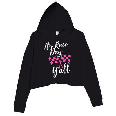 It's Race Day Y’all Checkered Flag Pit Crew Racing Track Gift Crop Fleece Hoodie