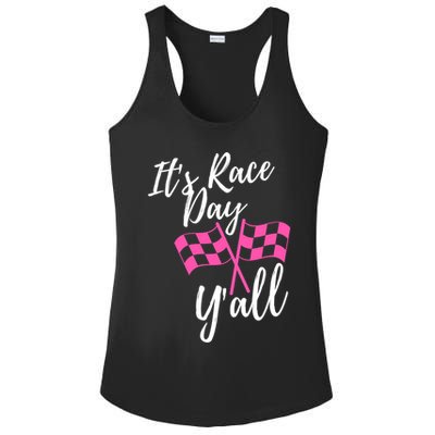 It's Race Day Y’all Checkered Flag Pit Crew Racing Track Gift Ladies PosiCharge Competitor Racerback Tank