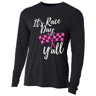 It's Race Day Y’all Checkered Flag Pit Crew Racing Track Gift Cooling Performance Long Sleeve Crew