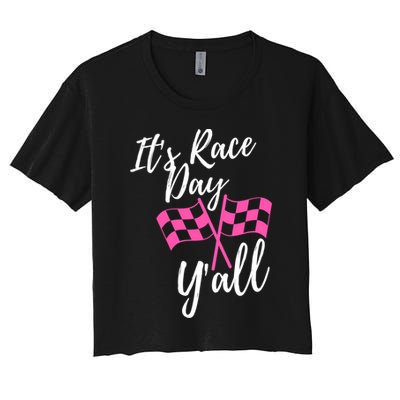It's Race Day Y’all Checkered Flag Pit Crew Racing Track Gift Crop Top