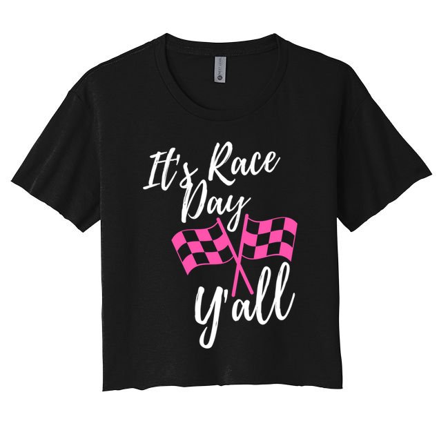 It's Race Day Y’all Checkered Flag Pit Crew Racing Track Gift Crop Top