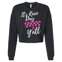 It's Race Day Y’all Checkered Flag Pit Crew Racing Track Gift Cropped Pullover Crew