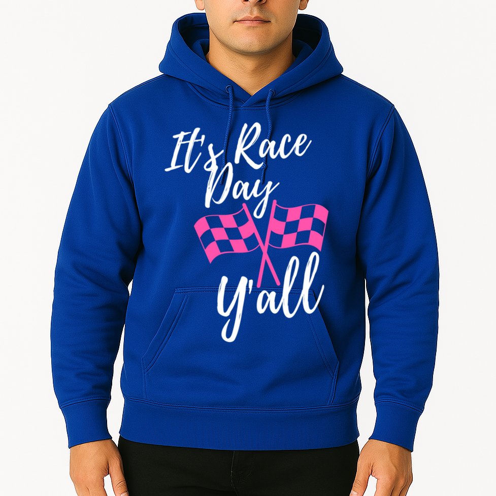 It's Race Day Y’all Checkered Flag Pit Crew Racing Track Gift Hoodie