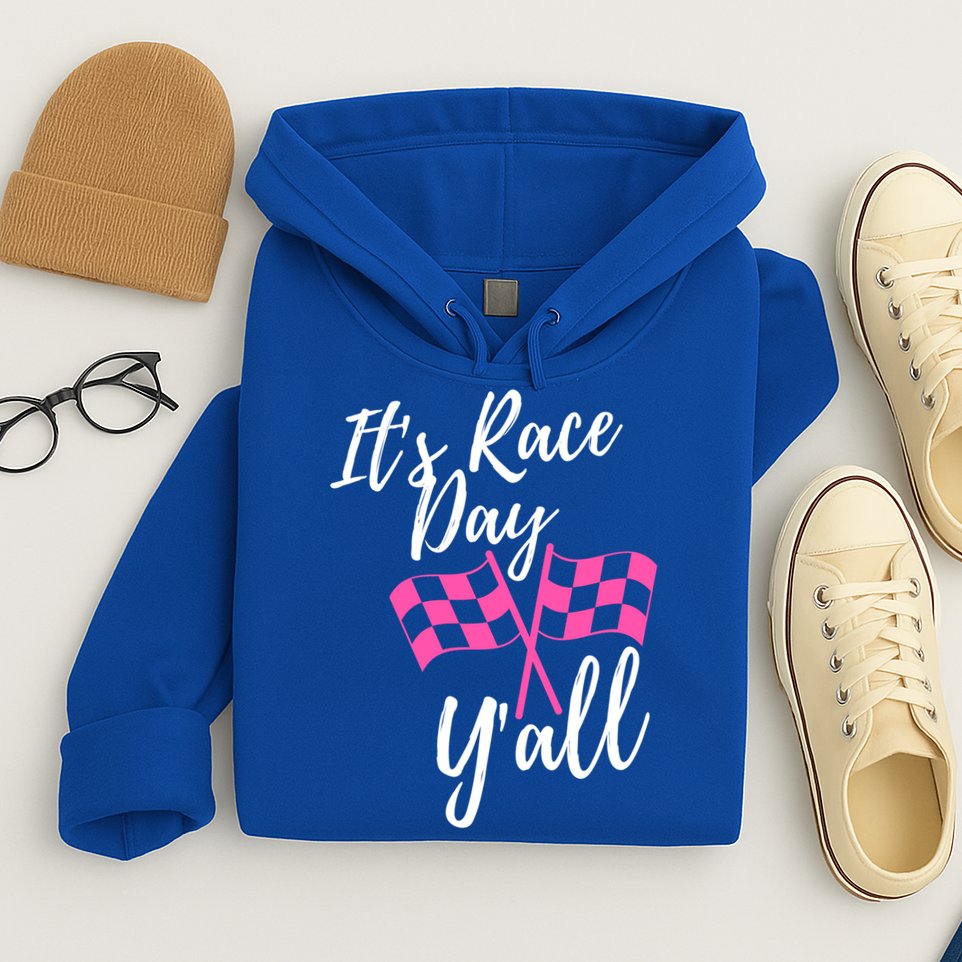 It's Race Day Y’all Checkered Flag Pit Crew Racing Track Gift Hoodie