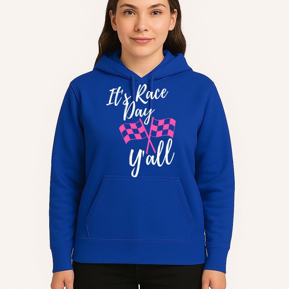 It's Race Day Y’all Checkered Flag Pit Crew Racing Track Gift Hoodie