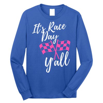 It's Race Day Y’all Checkered Flag Pit Crew Racing Track Gift Long Sleeve Shirt