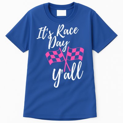 It's Race Day Y’all Checkered Flag Pit Crew Racing Track Gift Tall T-Shirt