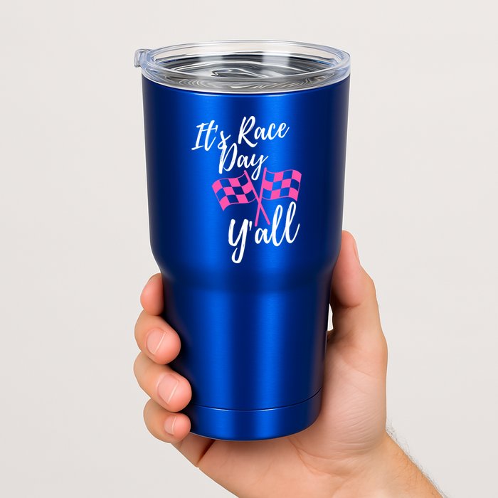 It's Race Day Y’all Checkered Flag Pit Crew Racing Track Gift Tumbler
