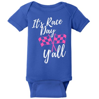 It's Race Day Y’all Checkered Flag Pit Crew Racing Track Gift Baby Bodysuit