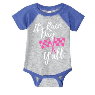 It's Race Day Y’all Checkered Flag Pit Crew Racing Track Gift Infant Baby Jersey Bodysuit