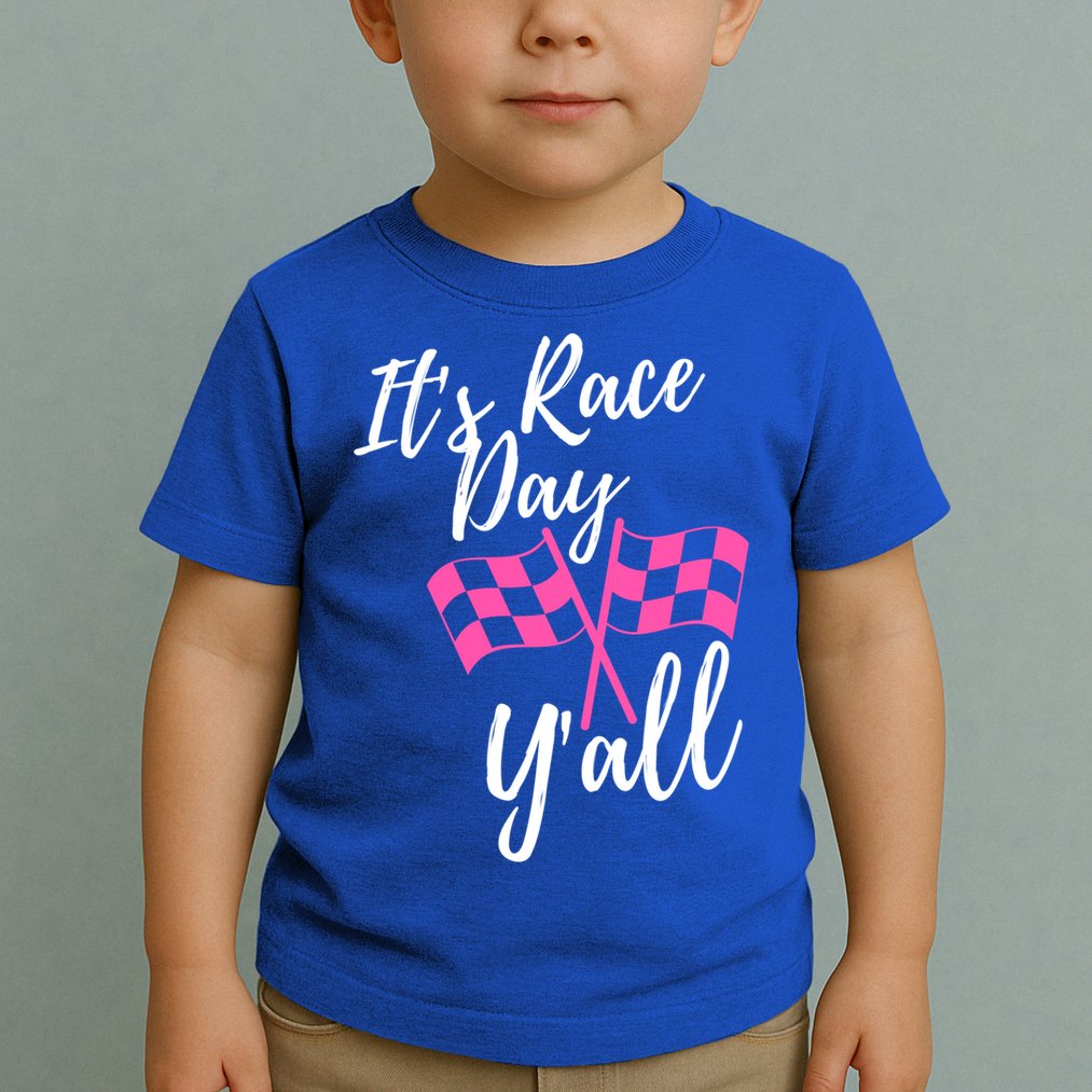 It's Race Day Y’all Checkered Flag Pit Crew Racing Track Gift Toddler T-Shirt