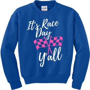 It's Race Day Y’all Checkered Flag Pit Crew Racing Track Gift Kids Sweatshirt