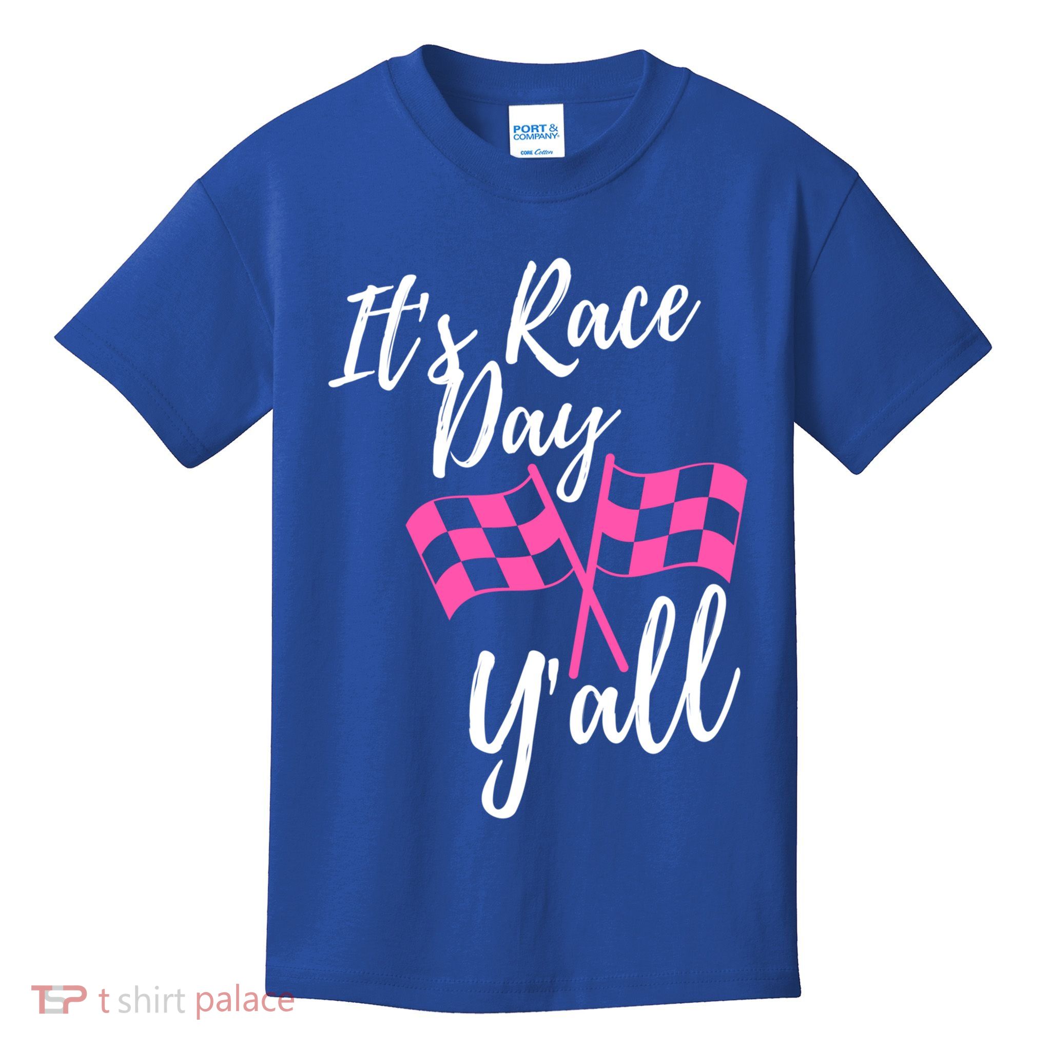 It's Race Day Y’all Checkered Flag Pit Crew Racing Track Gift Kids T-Shirt