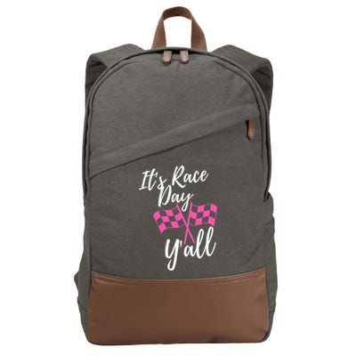 It's Race Day Y’all Checkered Flag Pit Crew Racing Track Gift Cotton Canvas Backpack