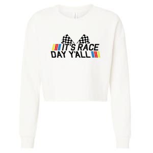 Its Race Day Yall Funny Racing Drag Car Truck Track Womens Cropped Pullover Crew