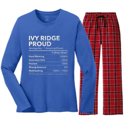 Ivy Ridge Delaware Proud Nutrition Facts Women's Long Sleeve Flannel Pajama Set 