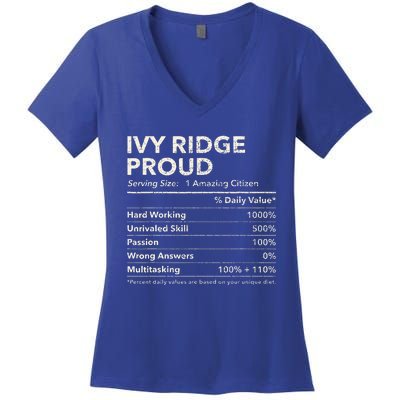 Ivy Ridge Delaware Proud Nutrition Facts Women's V-Neck T-Shirt