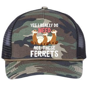 I Really Do Need These Ferrets Ferret Lover Retro Rope Trucker Hat Cap