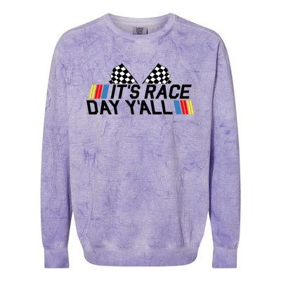 It's Race Day Yall Funny Racing Drag Car Truck Track Wo's Colorblast Crewneck Sweatshirt