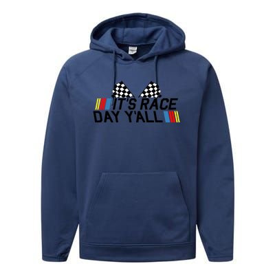 It's Race Day Yall Funny Racing Drag Car Truck Track Wo's Performance Fleece Hoodie