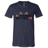 It's Race Day Yall Funny Racing Drag Car Truck Track Wo's V-Neck T-Shirt