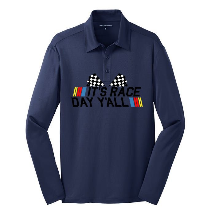 It's Race Day Yall Funny Racing Drag Car Truck Track Wo's Silk Touch Performance Long Sleeve Polo