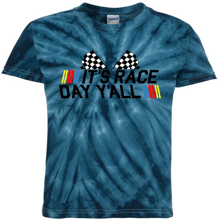 It's Race Day Yall Funny Racing Drag Car Truck Track Wo's Kids Tie-Dye T-Shirt