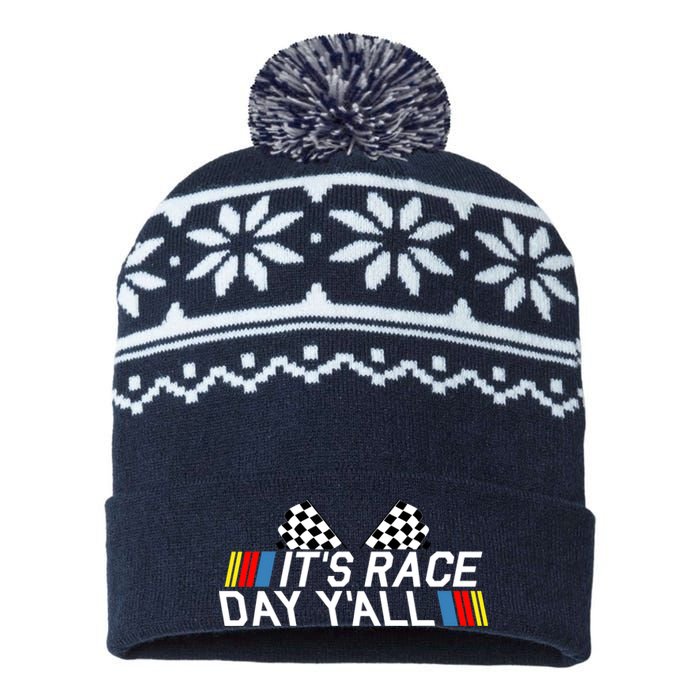 It's Race Day Yall Funny Racing Drag Car Truck Track Wo's USA-Made Snowflake Beanie