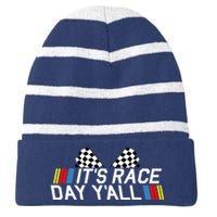 It's Race Day Yall Funny Racing Drag Car Truck Track Wo's Striped Beanie with Solid Band