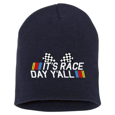 It's Race Day Yall Funny Racing Drag Car Truck Track Wo's Short Acrylic Beanie