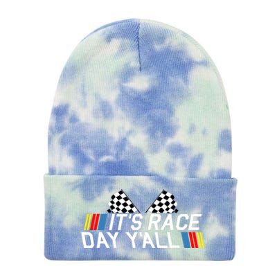 It's Race Day Yall Funny Racing Drag Car Truck Track Wo's Tie Dye 12in Knit Beanie