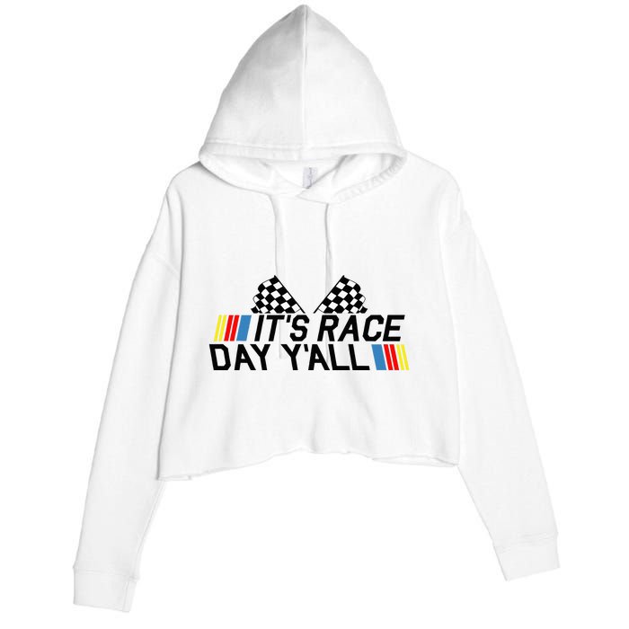 Its Race Day Yall Funny Racing Drag Car Truck Track Womens Crop Fleece Hoodie