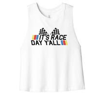 Its Race Day Yall Funny Racing Drag Car Truck Track Womens Women's Racerback Cropped Tank