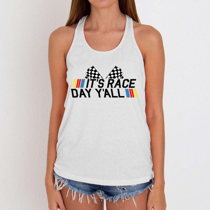 Its Race Day Yall Funny Racing Drag Car Truck Track Womens Women's Knotted Racerback Tank