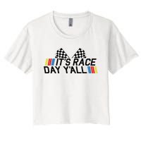 Its Race Day Yall Funny Racing Drag Car Truck Track Womens Women's Crop Top Tee