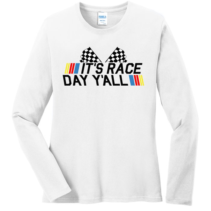 Its Race Day Yall Funny Racing Drag Car Truck Track Womens Ladies Long Sleeve Shirt