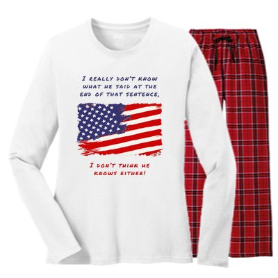 I Really DonT Know What He Said At The End Of That Sentence Women's Long Sleeve Flannel Pajama Set 