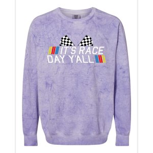 Its Race Day Yall Funny Racing Drag Car Truck Track Womens Colorblast Crewneck Sweatshirt